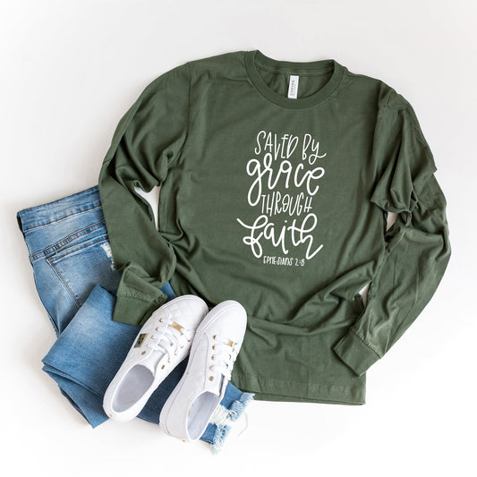 Saved By Grace Through Faith | Long Sleeve Crew Neck