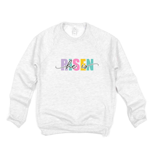 He Is Risen Colorful | Bella Canvas Premium Sweatshirt