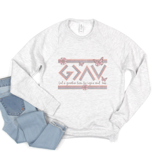 God Is Greater Butterfly | Bella Canvas Premium Sweatshirt