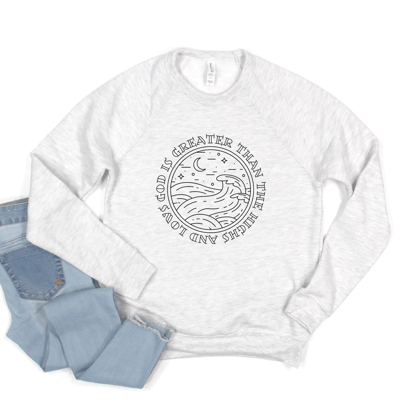 God Is Greater Waves | Bella Canvas Premium Sweatshirt