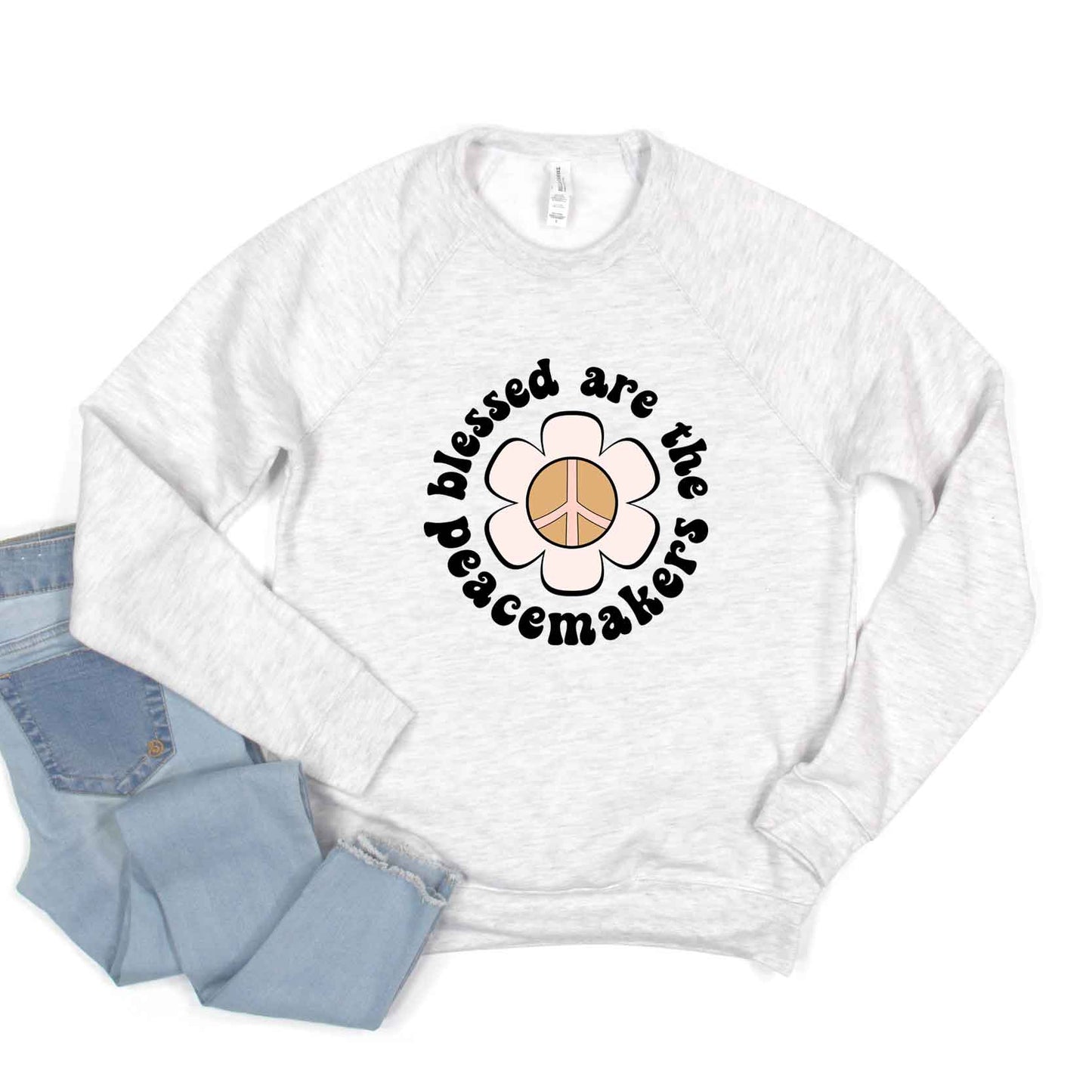 Blessed Are The Peacemakers Flowers | Bella Canvas Premium Sweatshirt