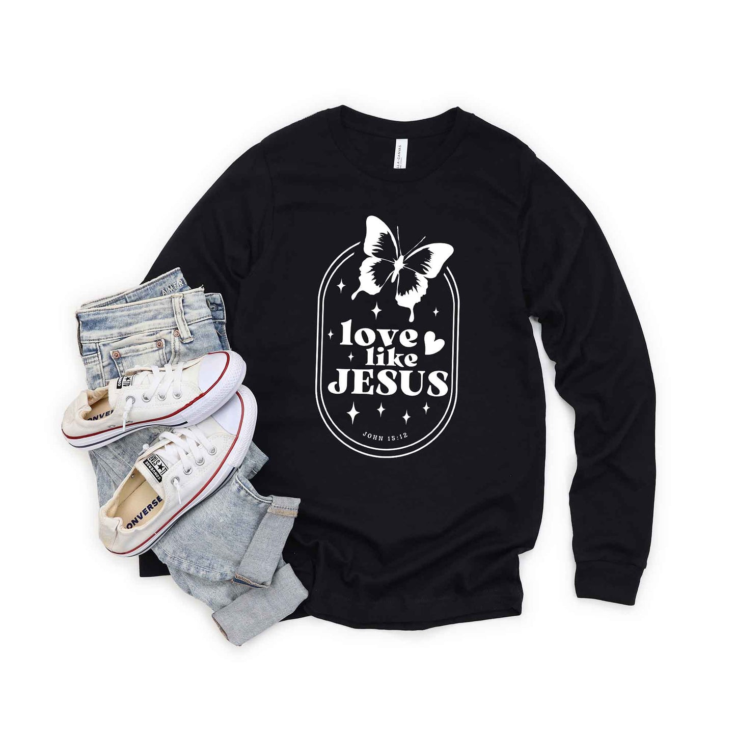 Love Like Jesus Butterfly Oval | Long Sleeve Crew Neck