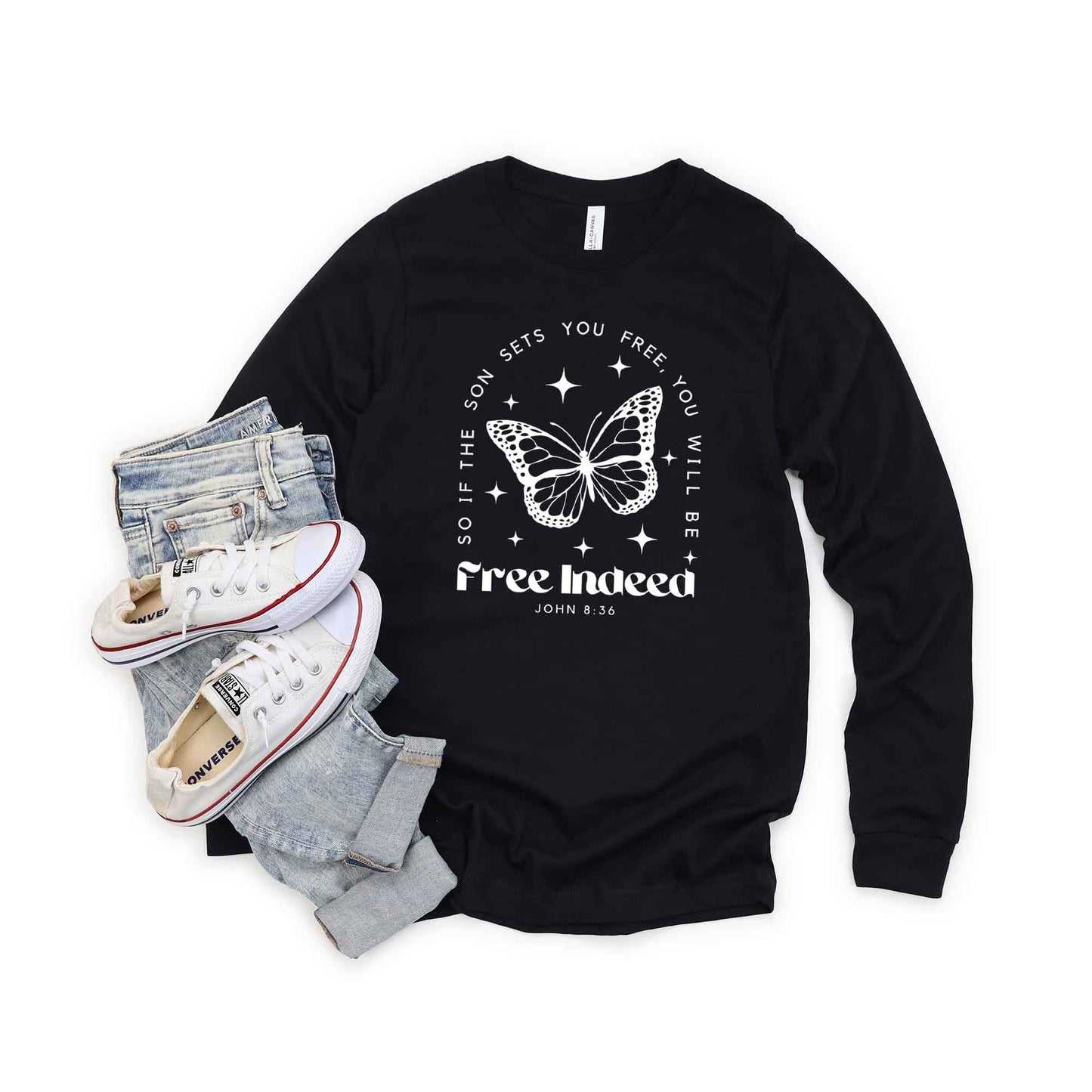 Free Indeed Butterfly | Long Sleeve Crew Neck