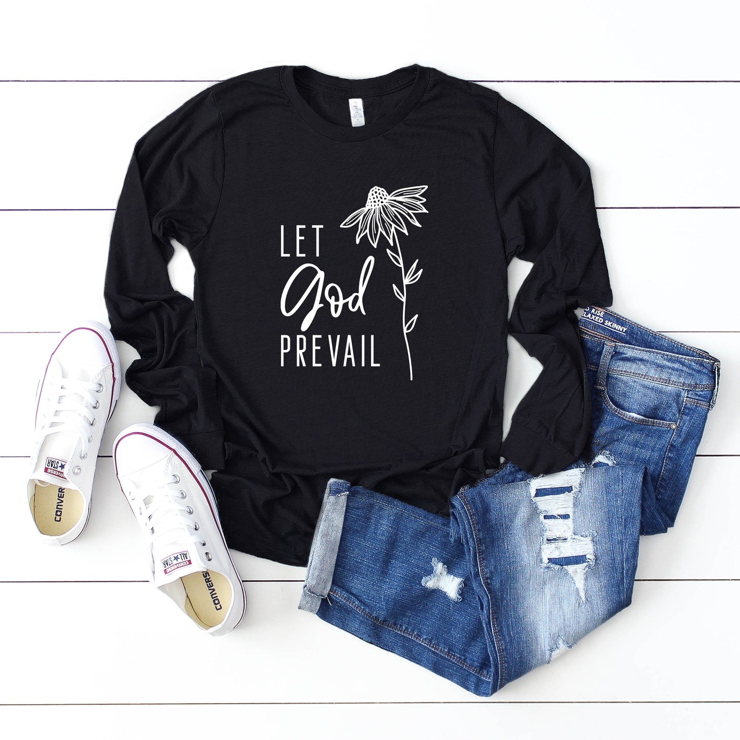 Let God Prevail Floral | Long Sleeve Crew Neck