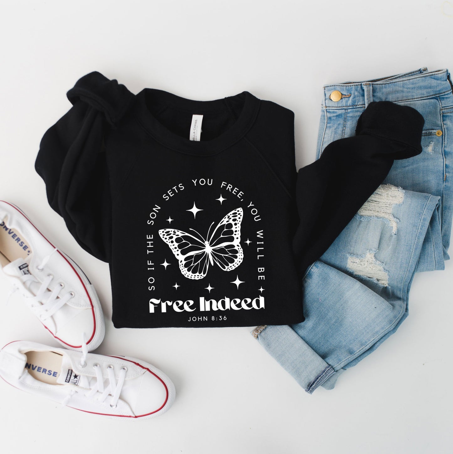 Free Indeed Butterfly | Bella Canvas Premium Sweatshirt