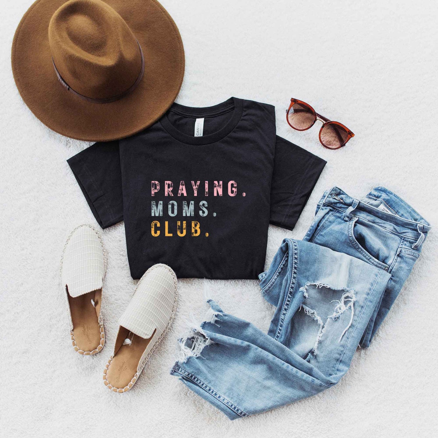 Praying Moms Club Colorful | Short Sleeve Crew Neck