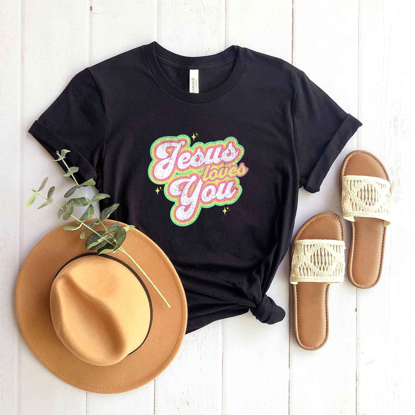 Jesus Loves You Stars | Short Sleeve Crew Neck