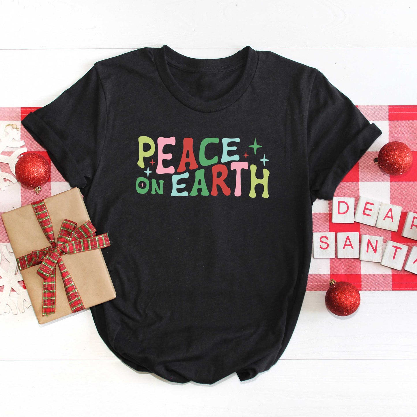 Peace On Earth Colorful | Short Sleeve Crew Neck