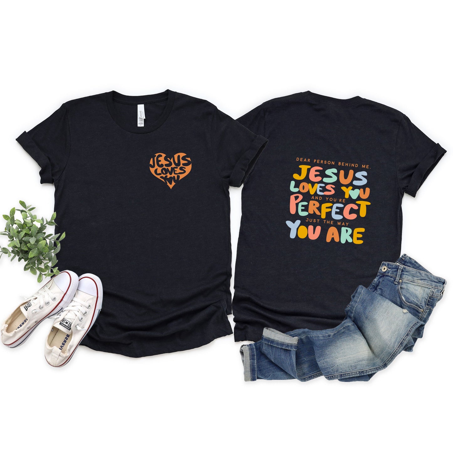 Dear Person Jesus Loves You | Short Sleeve Crew Neck | Front and Back Design