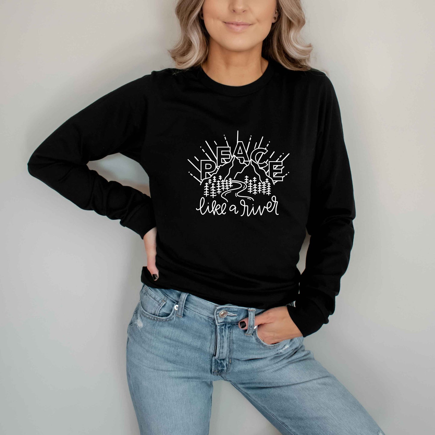 Peace Like A River Mountains | Long Sleeve Crew Neck