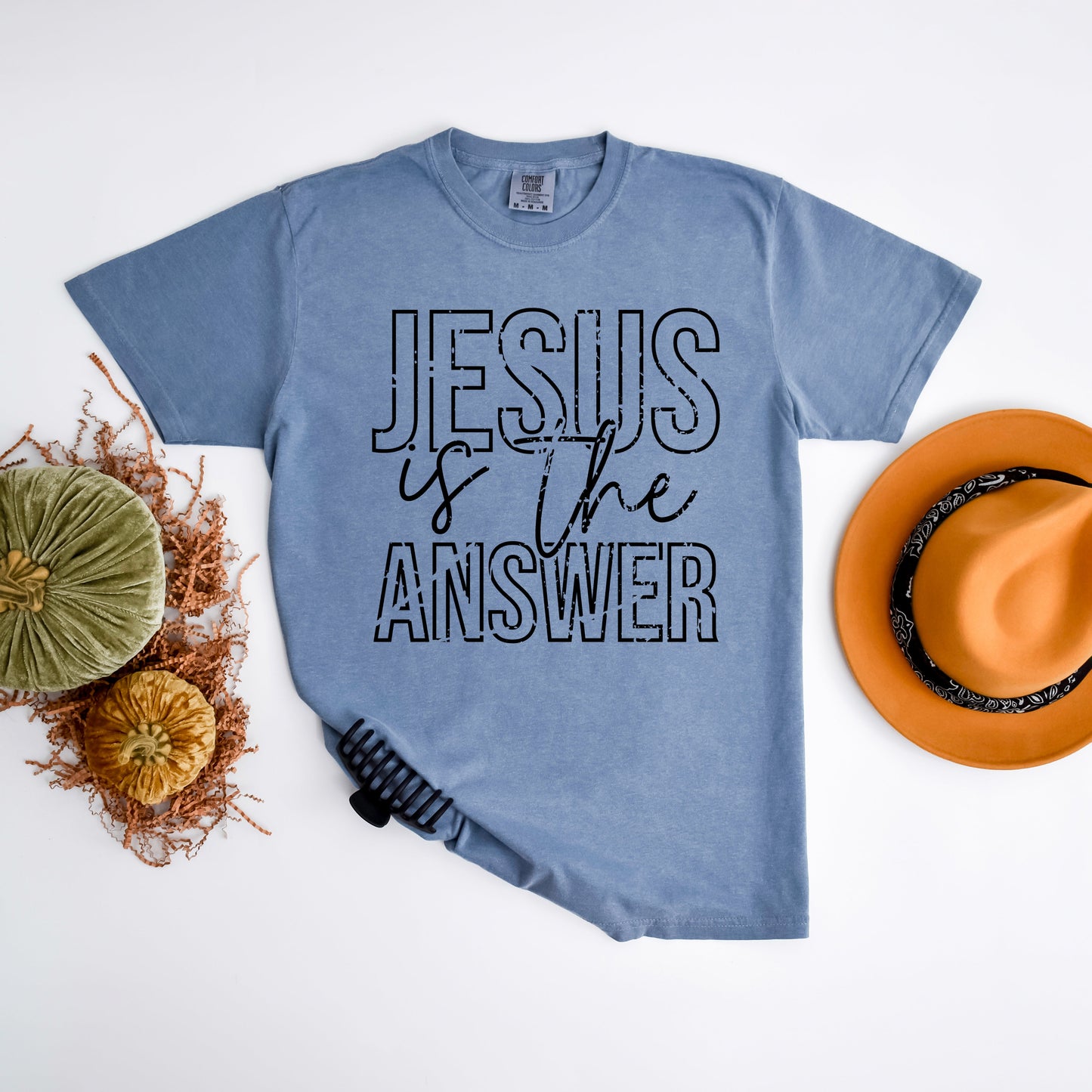 Jesus Is The Answer Block | Garment Dyed Tee |