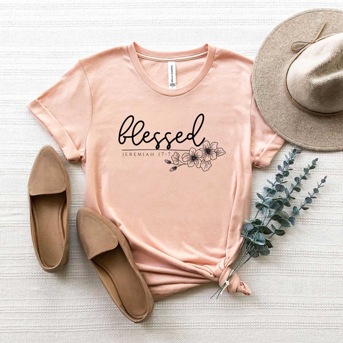 Blessed Scripture Floral | Short Sleeve Crew Neck