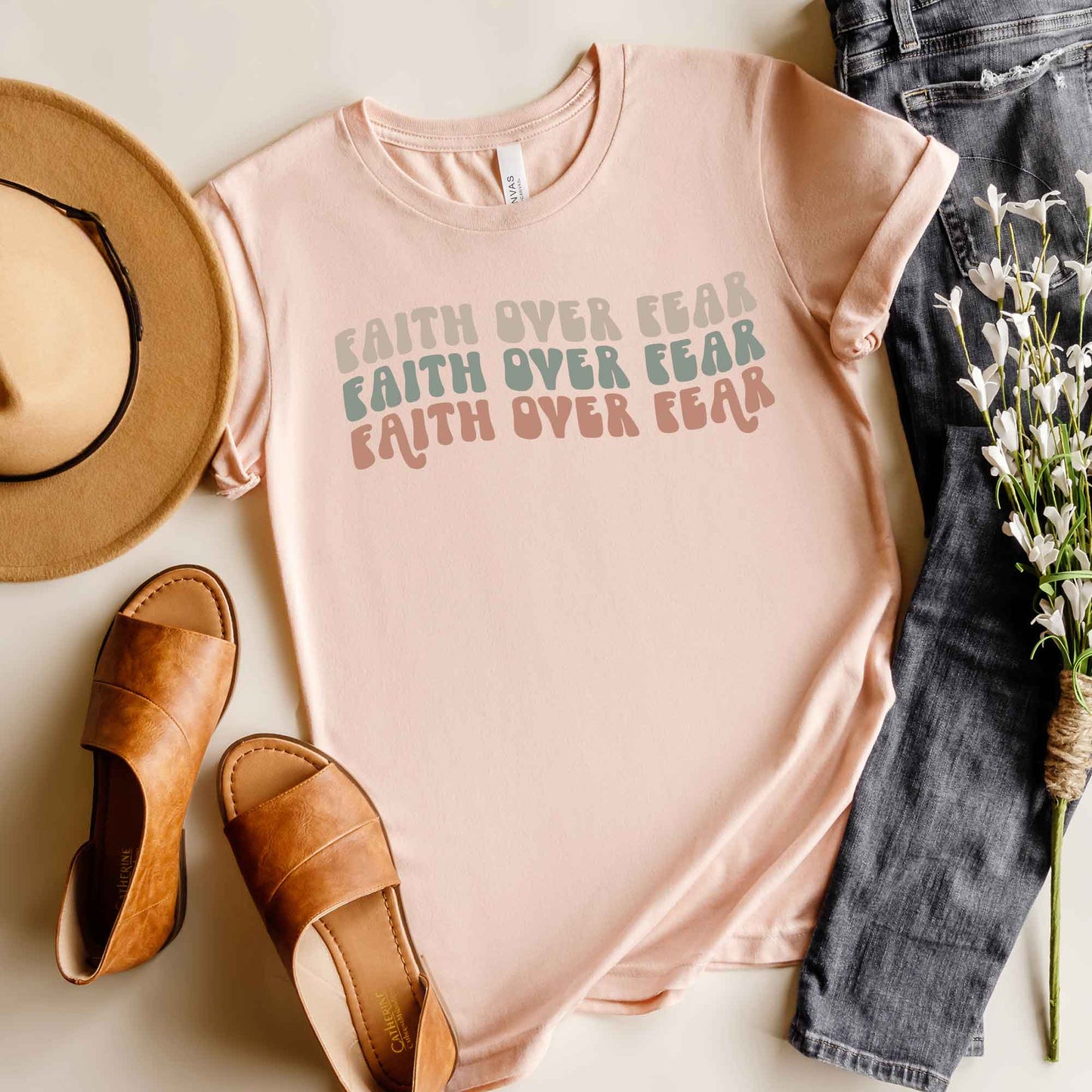 Faith Over Fear Stacked Wavy | Short Sleeve Crew Neck