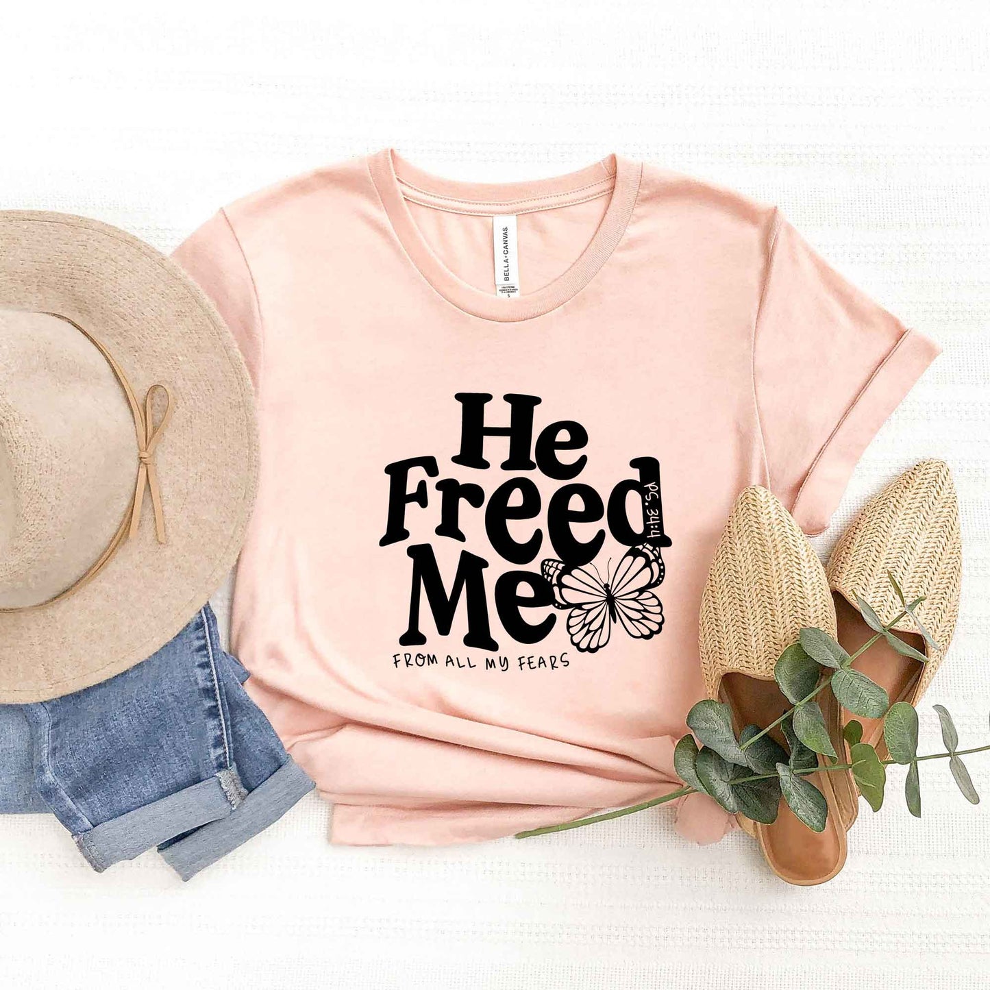 He Freed Me Butterfly | Short Sleeve Crew Neck