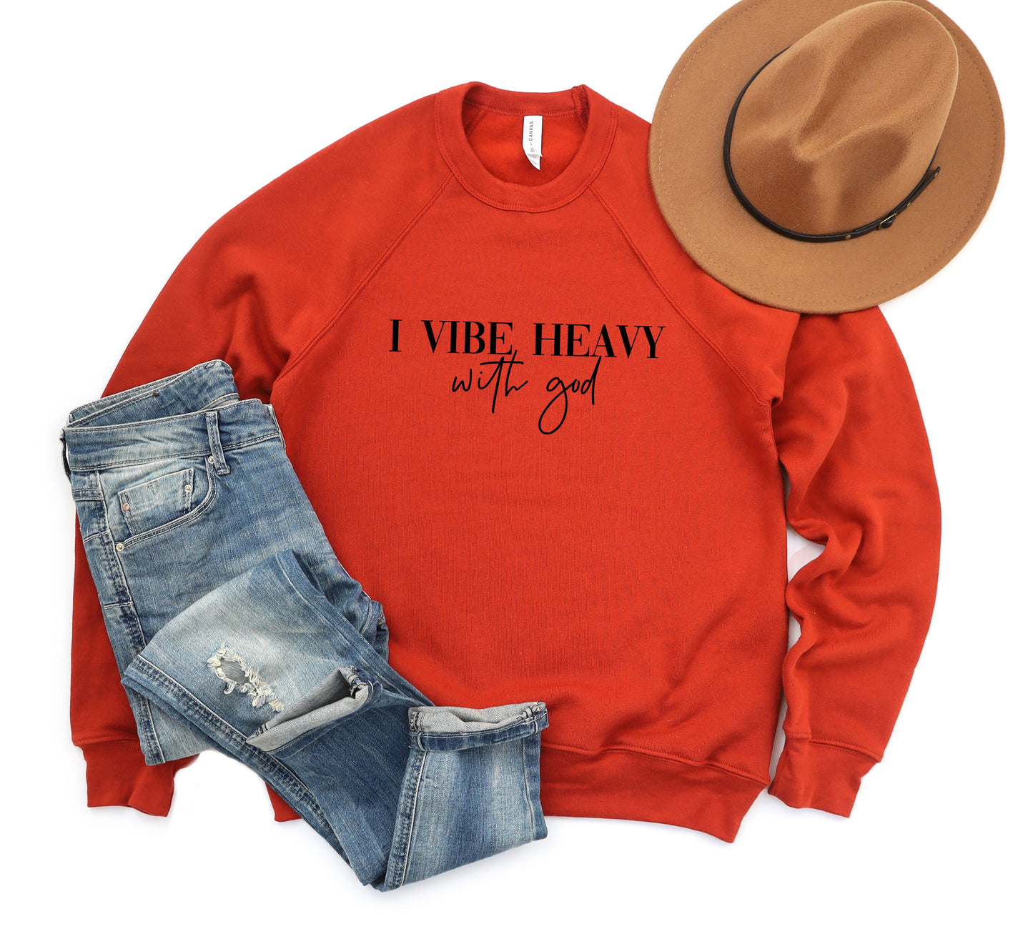 I Vibe Heavy With God | Bella Canvas Premium Sweatshirt