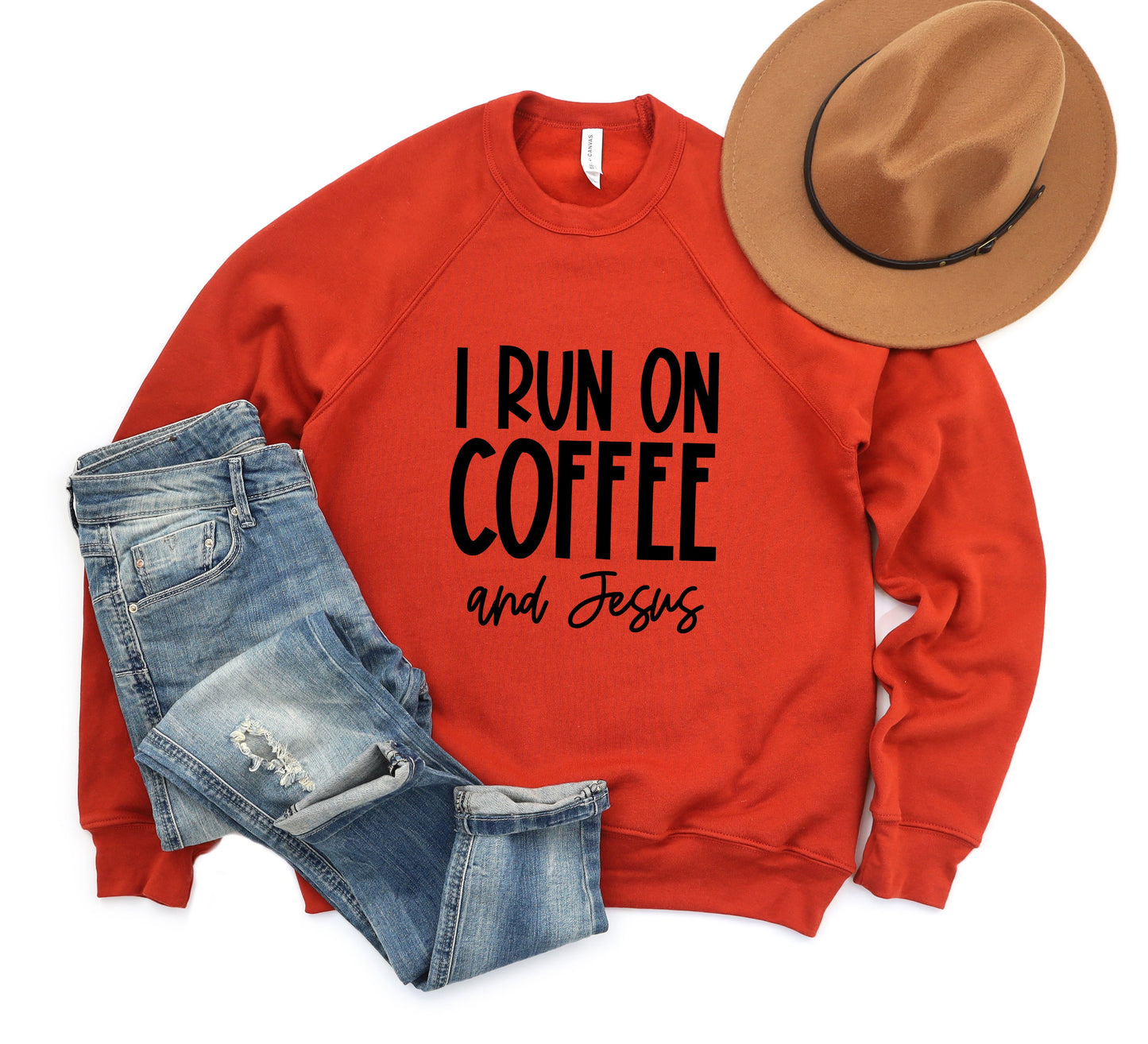 I Run On Coffee And Jesus | Bella Canvas Premium Sweatshirt