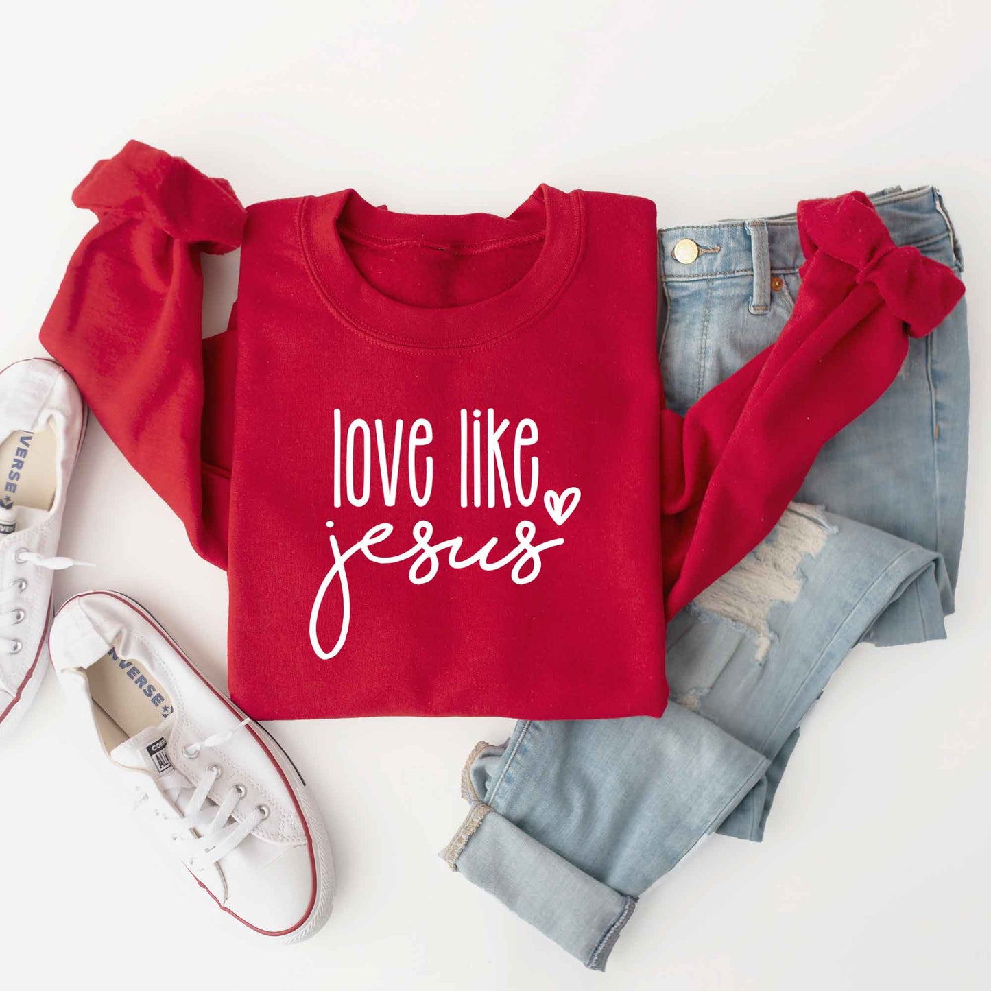 Love Like Jesus Cursive Heart | Sweatshirt