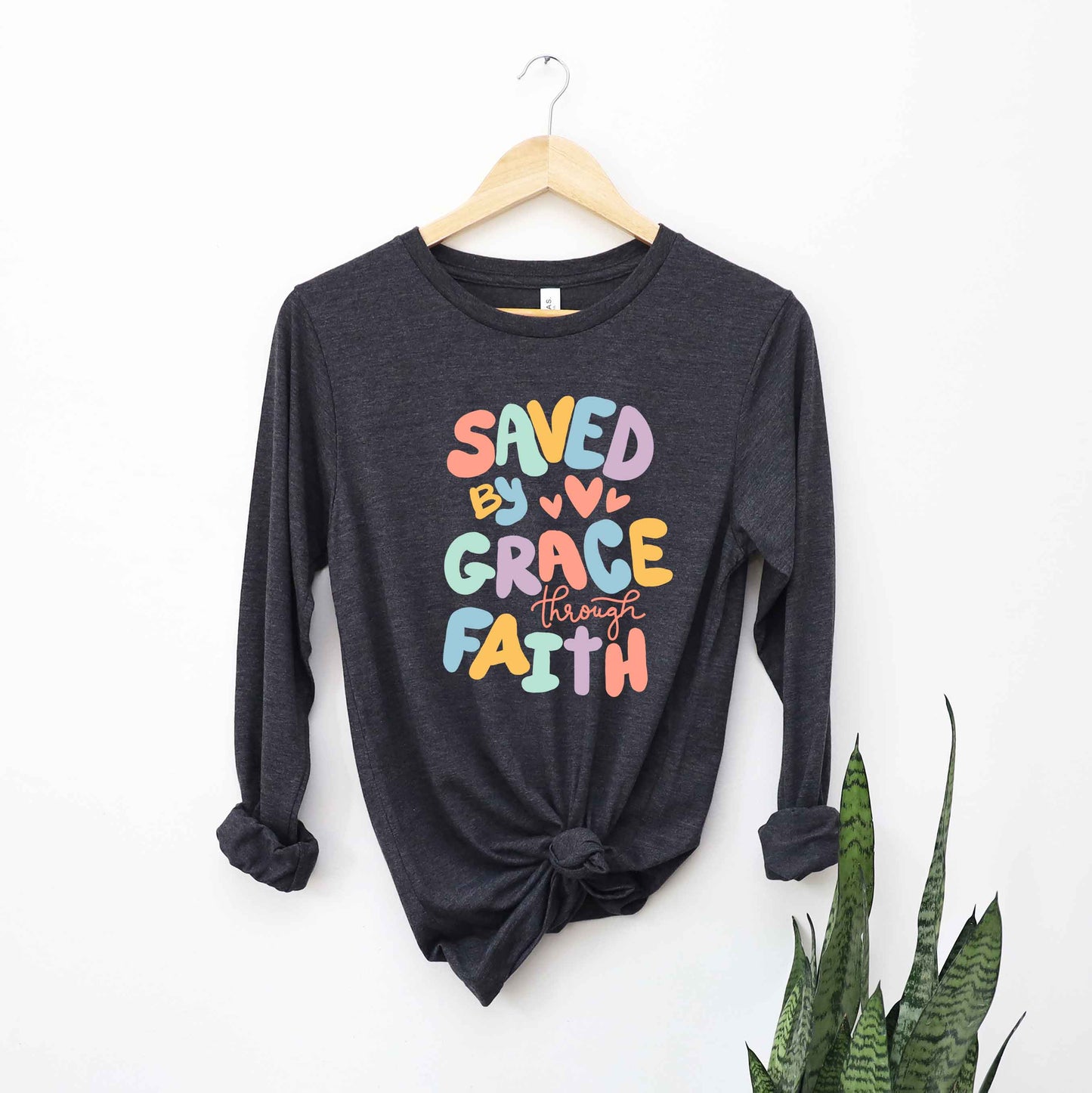 Saved By Grace Hearts | Long Sleeve Crew Neck