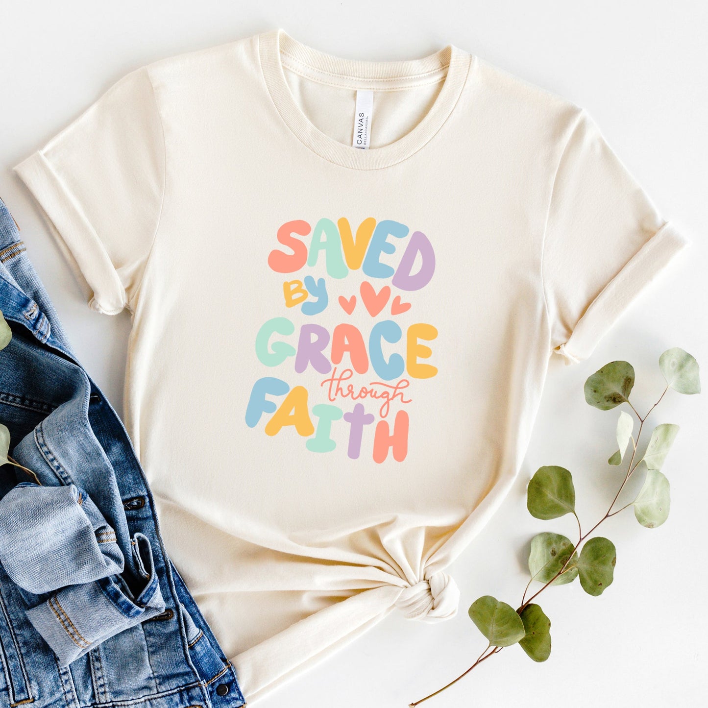 Saved By Grace Hearts | Short Sleeve Crew Neck