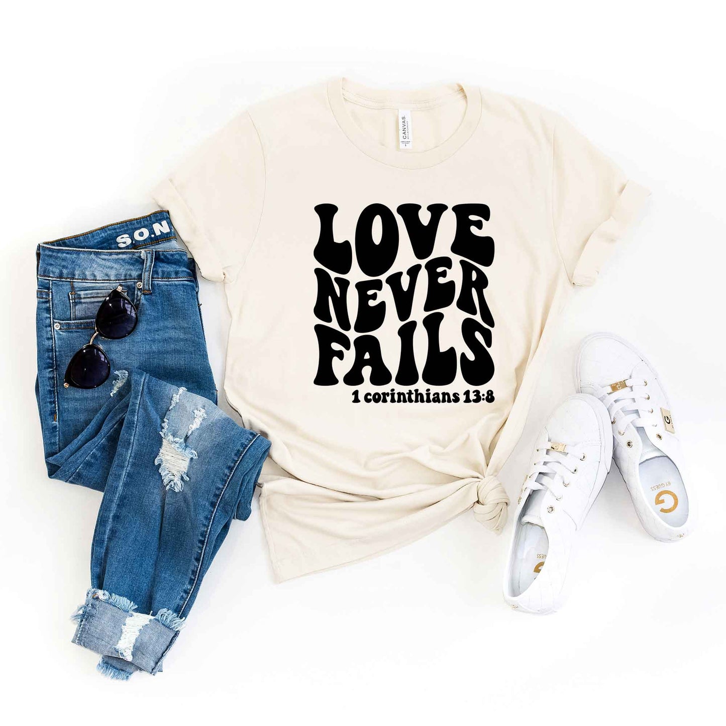 Love Never Fails Wavy | Short Sleeve Crew Neck