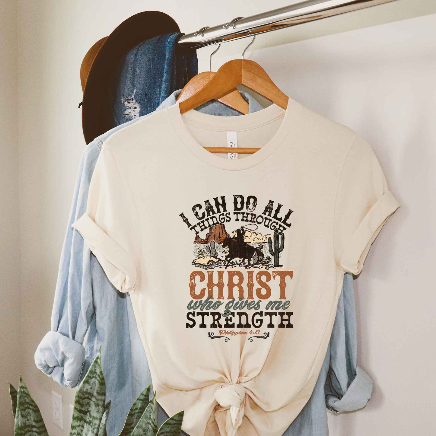 I Can Do All Things Through Christ Cowboy | Short Sleeve Crew Neck