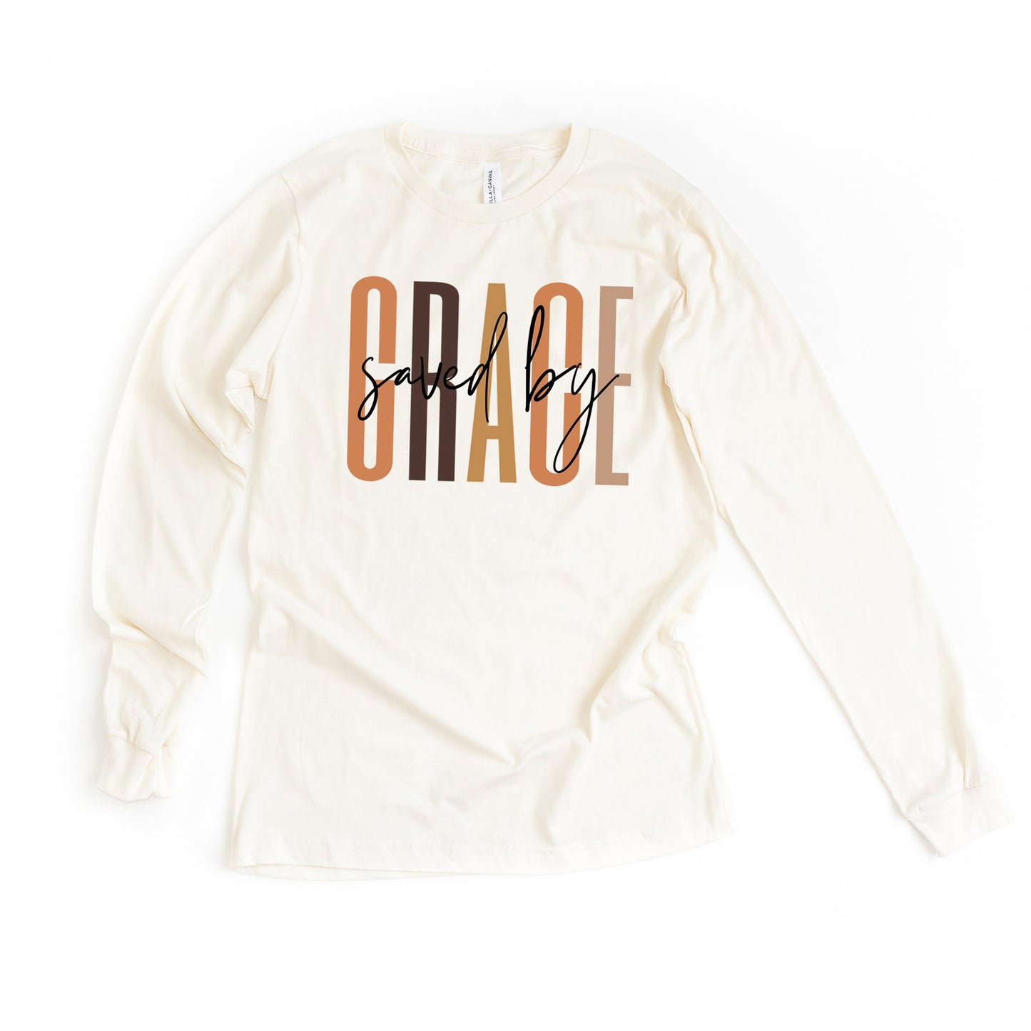 Saved By Grace Cursive | Long Sleeve Crew Neck