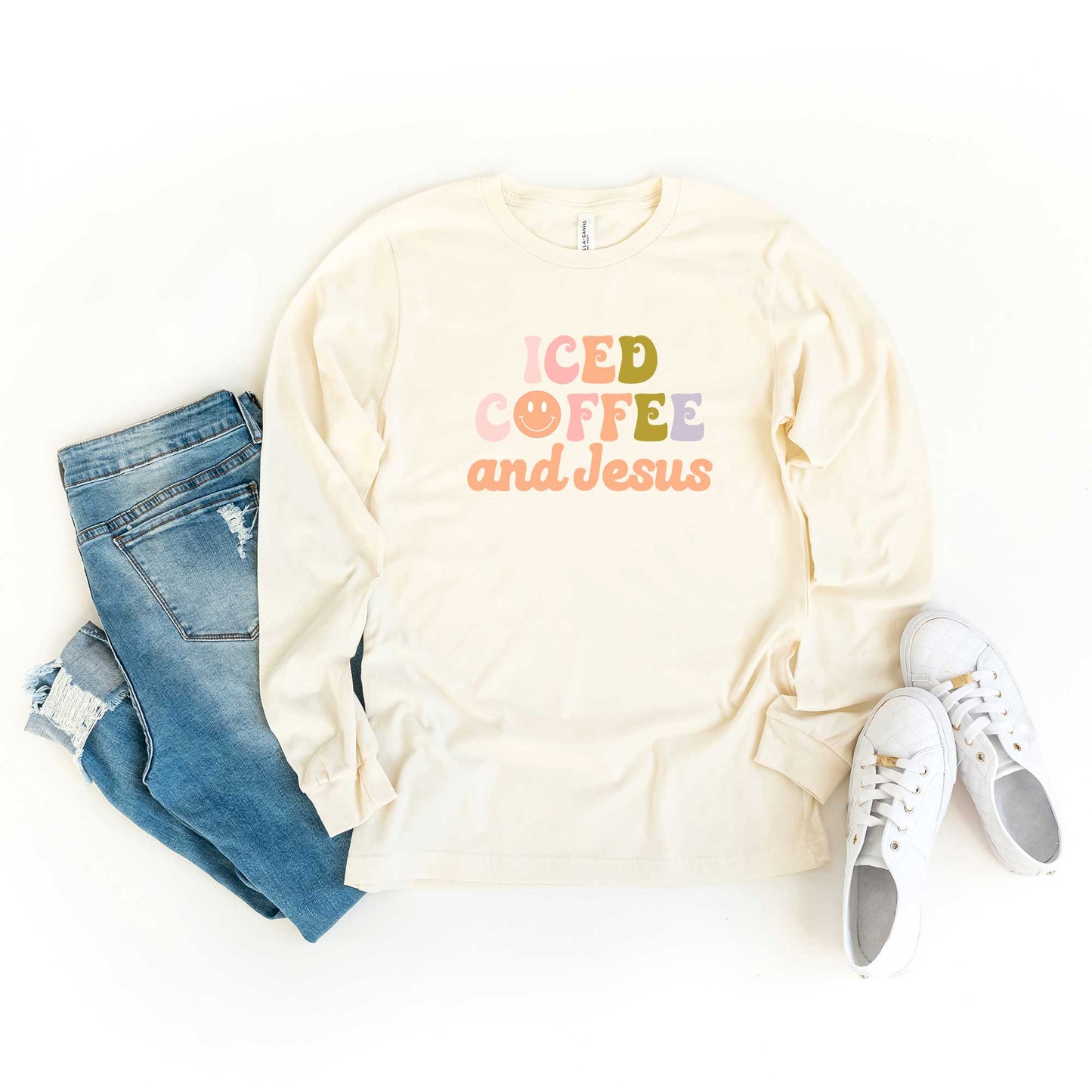 Iced Coffee And Jesus | Long Sleeve Crew Neck