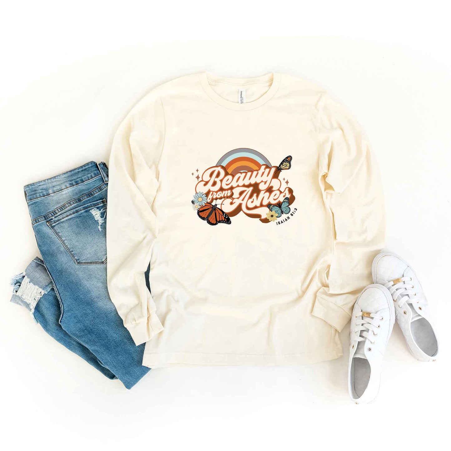 Beauty From Ashes Butterfly | Long Sleeve Crew Neck