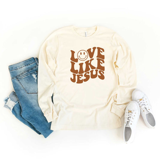 Love Like Jesus Smiley Face | Long Sleeve Crew Neck