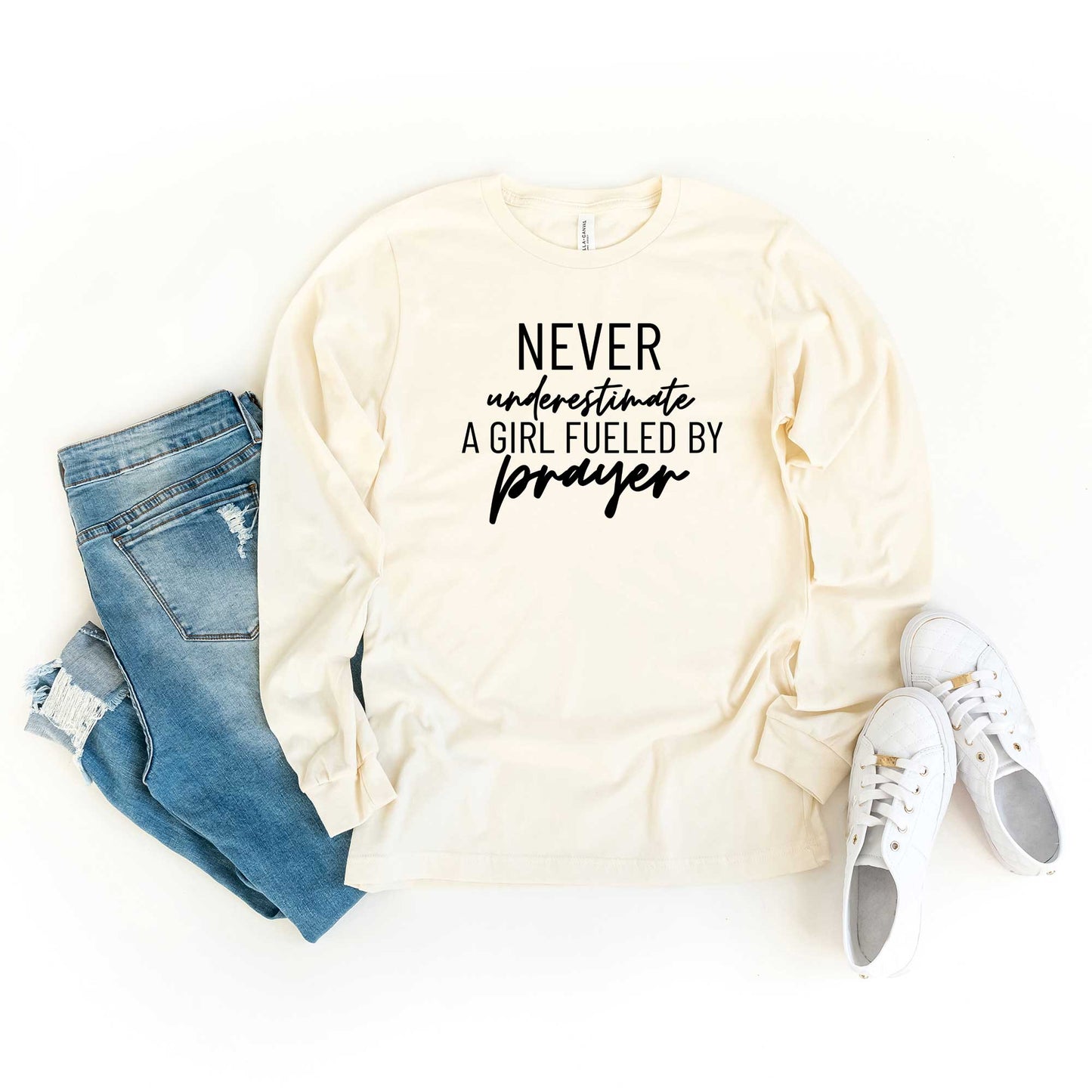 Never Underestimate A Girl | Long Sleeve Crew Neck