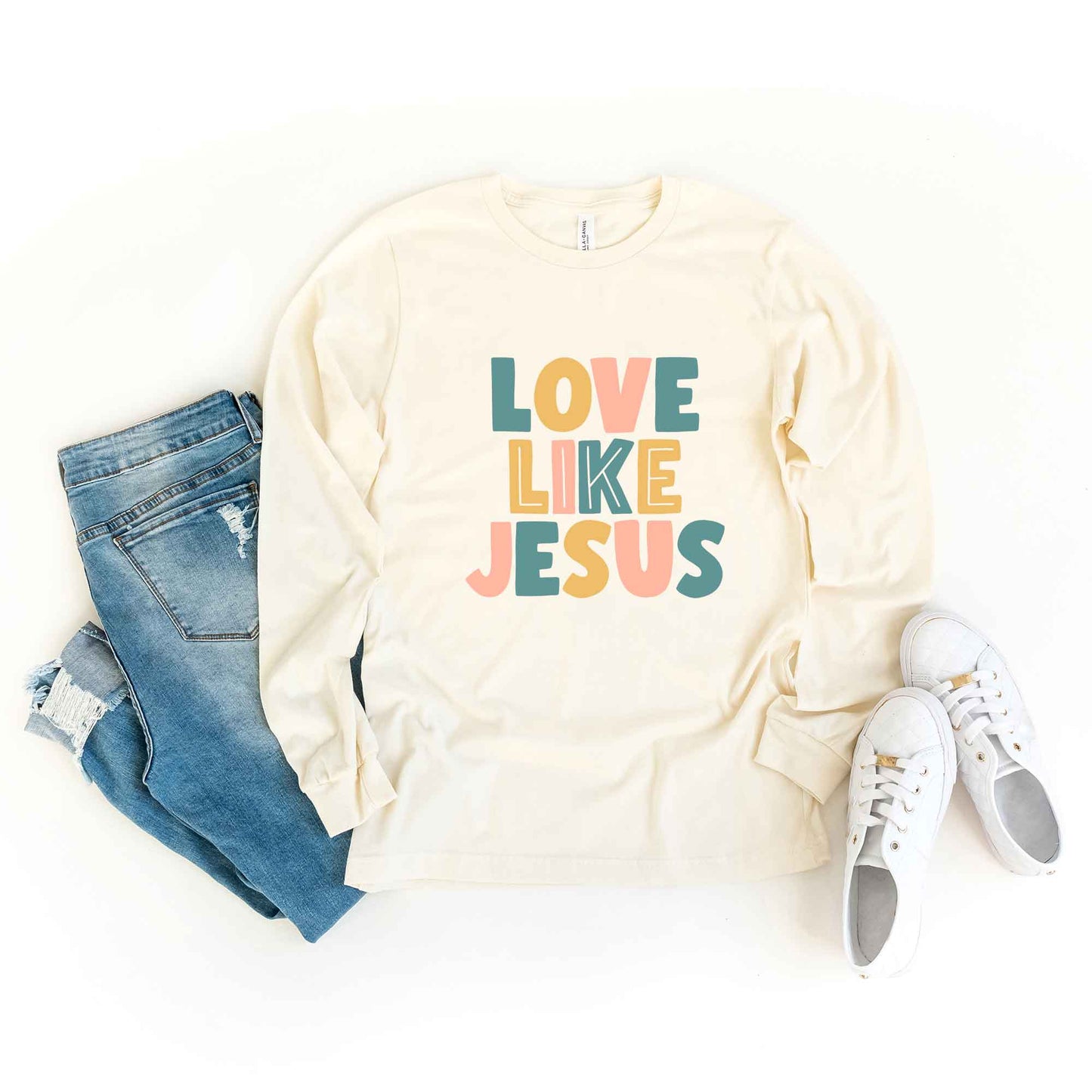 Love Like Jesus Colorful | Long Sleeve Crew Neck