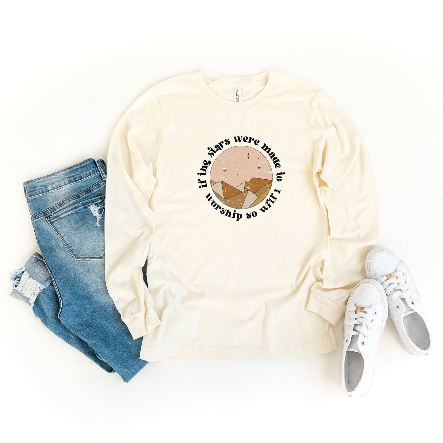 Vintage If The Stars Were Made To Worship | Long Sleeve Crew Neck