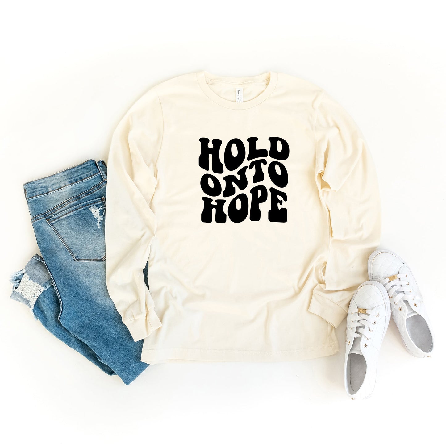 Hold On To Hope Wavy | Long Sleeve Crew Neck