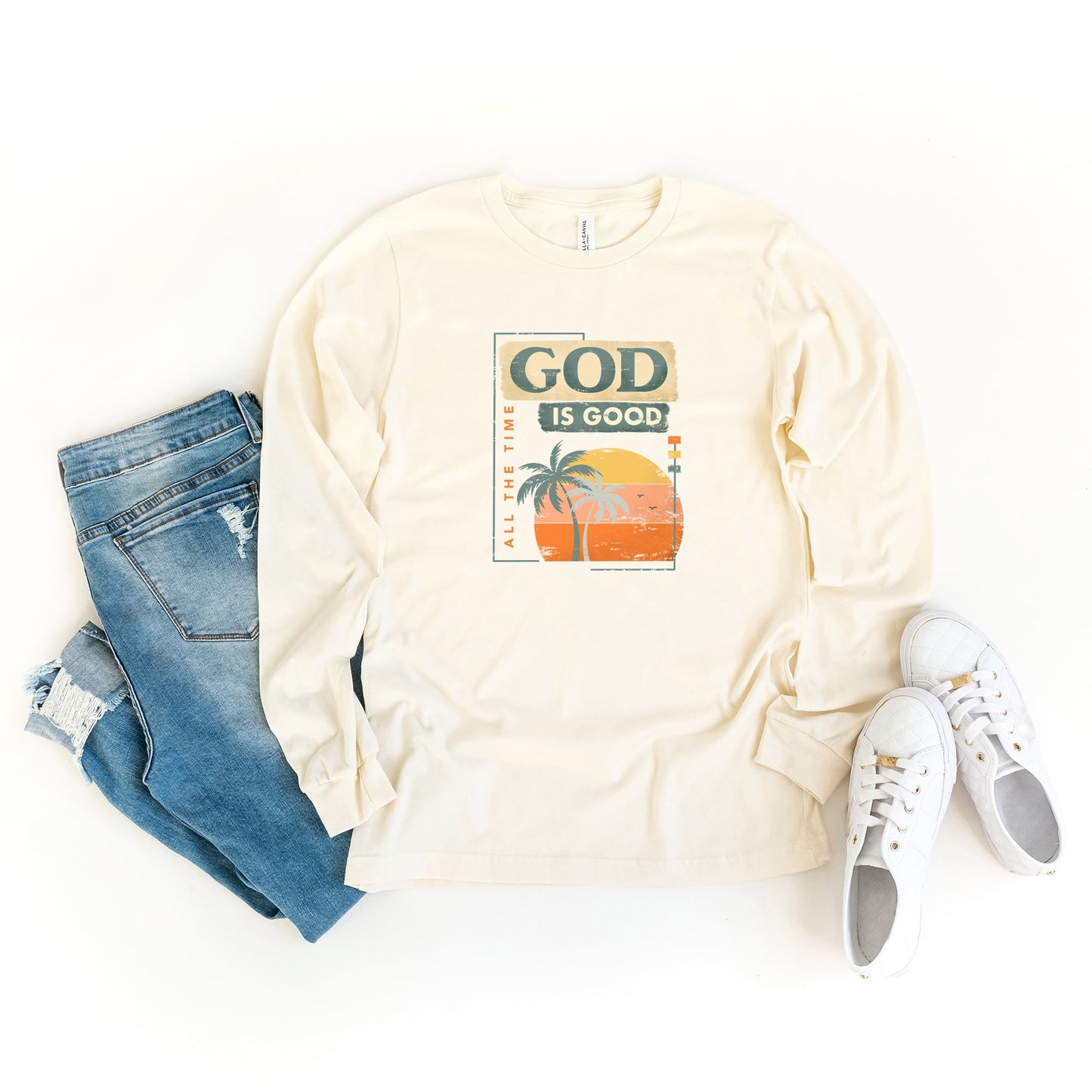 God Is Good Sunset | Long Sleeve Crew Neck