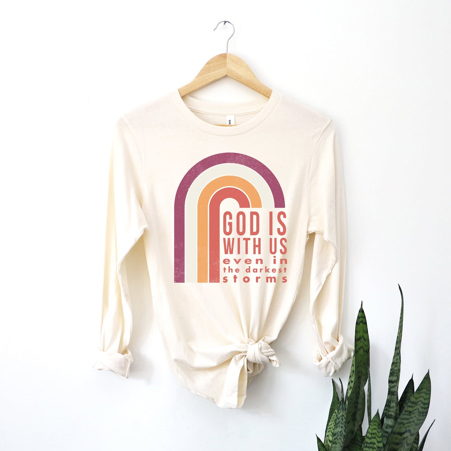 God Is With Us Rainbow | Long Sleeve Crew Neck