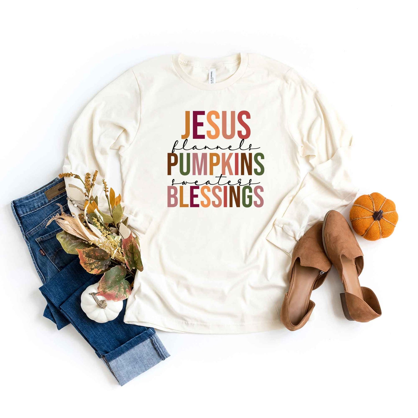 Jesus Pumpkins Blessings | Long Sleeve Crew Neck