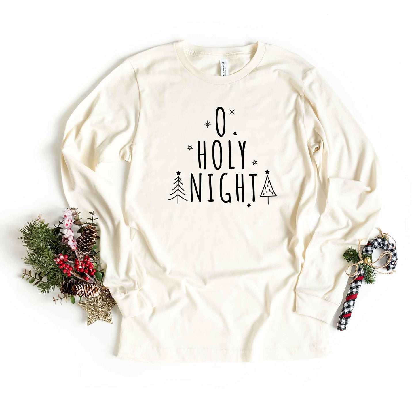 Oh Holy Night Trees | Long Sleeve Crew Neck