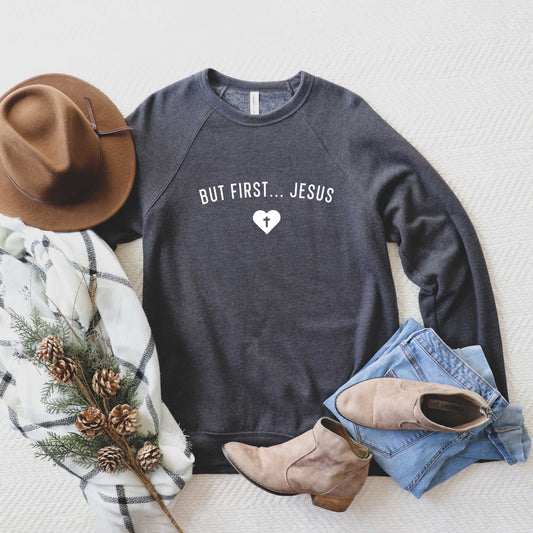 But First Jesus Heart |  Bella Canvas Premium Sweatshirt