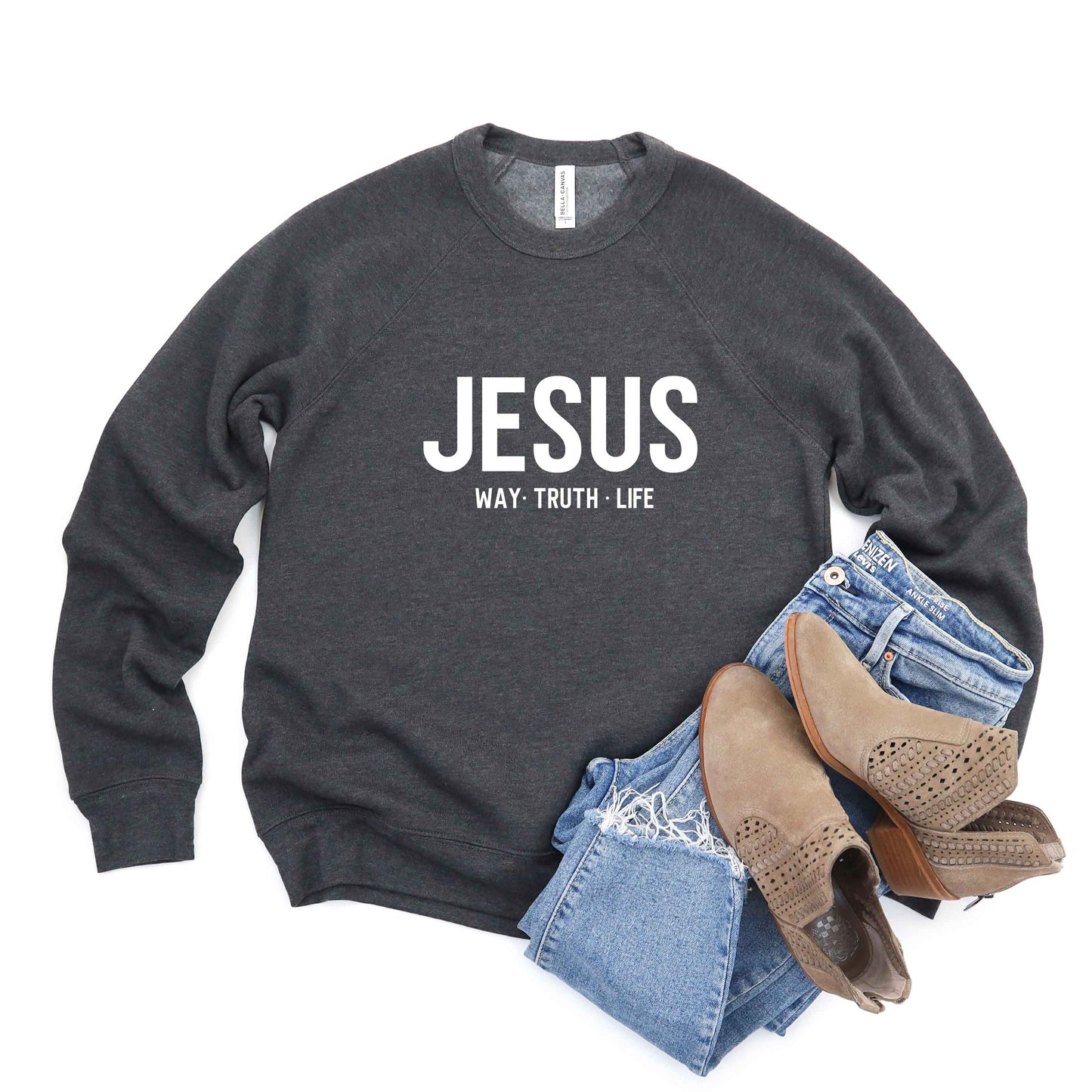 Jesus Way Truth Life | Bella Canvas Premium Sweatshirt