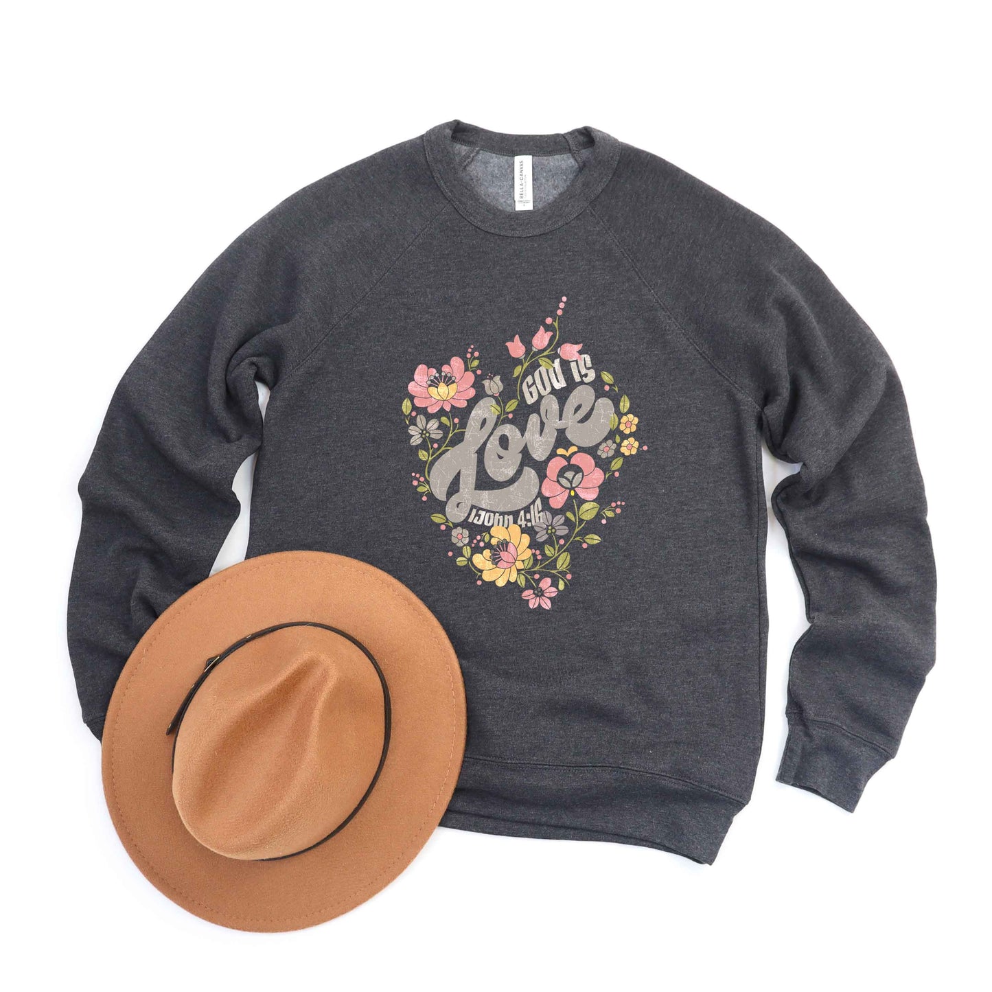 God Is Love Flowers | Bella Canvas Premium Sweatshirt