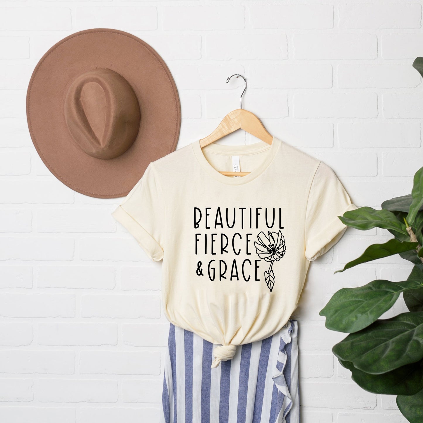 Beautiful Fierce And Grace | Short Sleeve Crew Neck