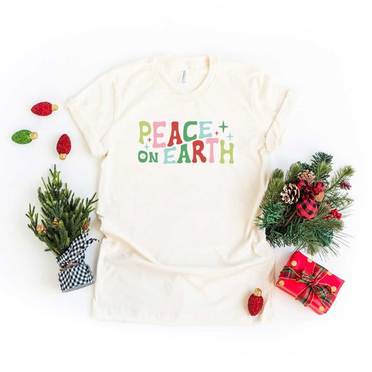 Peace On Earth Colorful | Short Sleeve Crew Neck