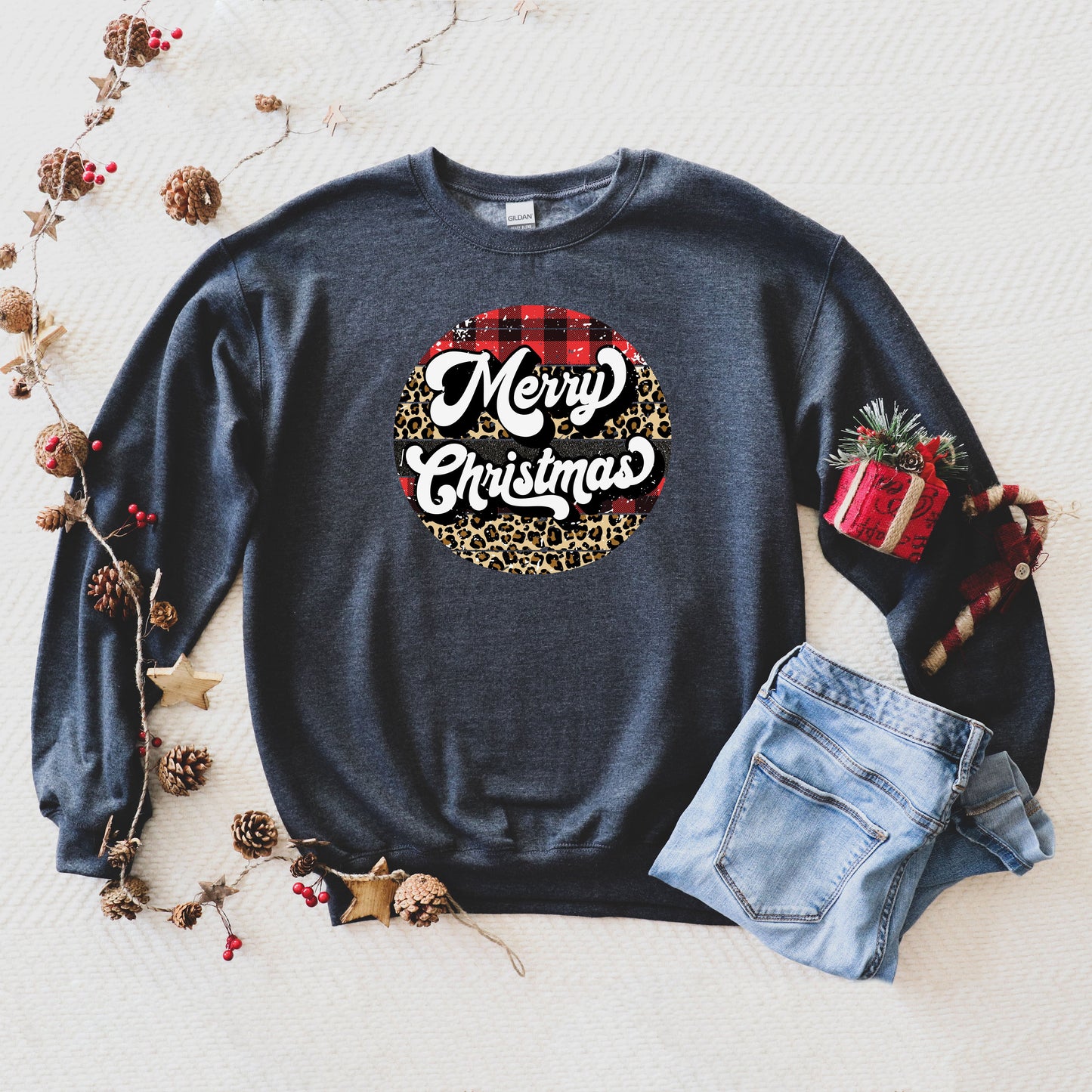 Buffalo Plaid Leopard Merry Christmas | Sweatshirt