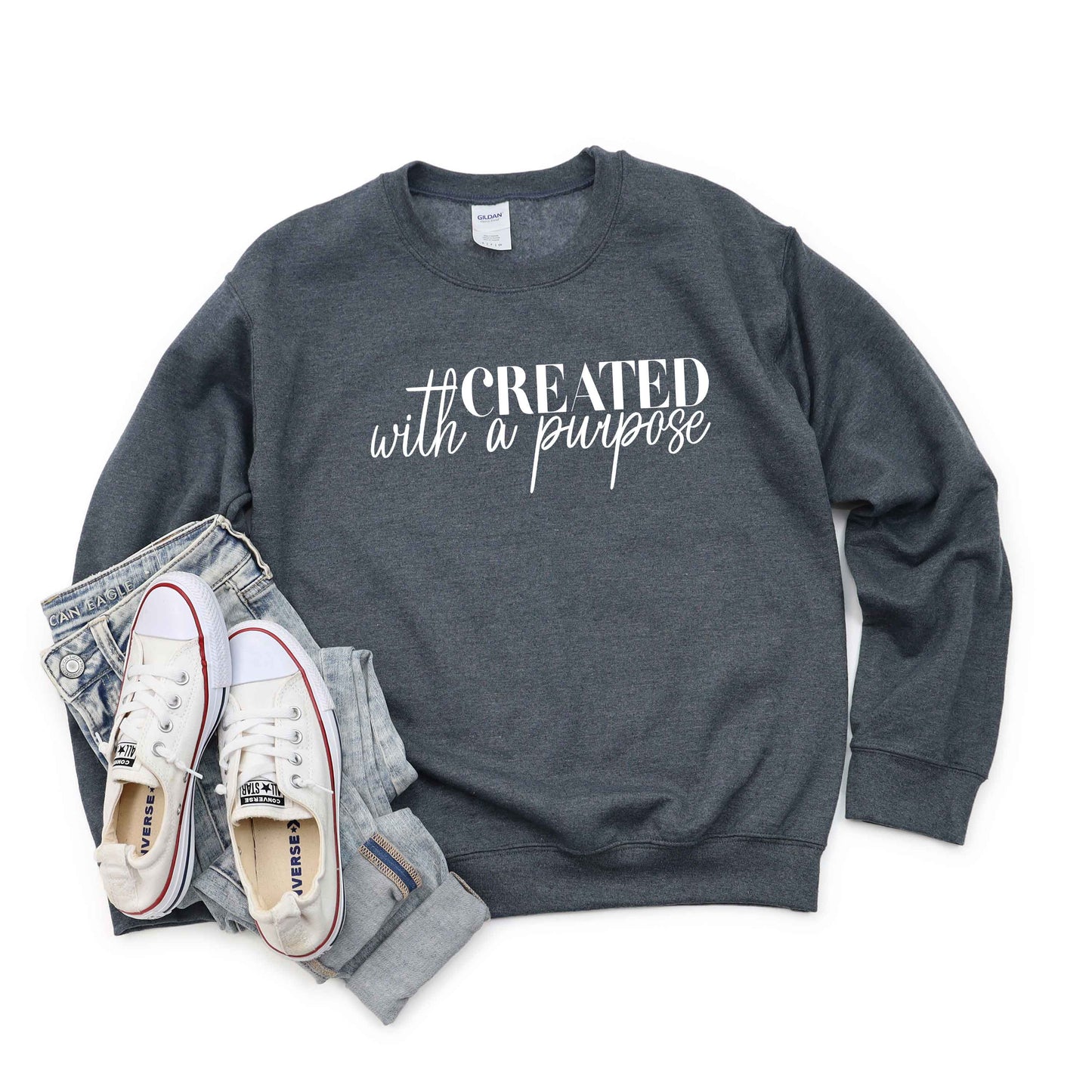 Created With Purpose Cursive | Sweatshirt