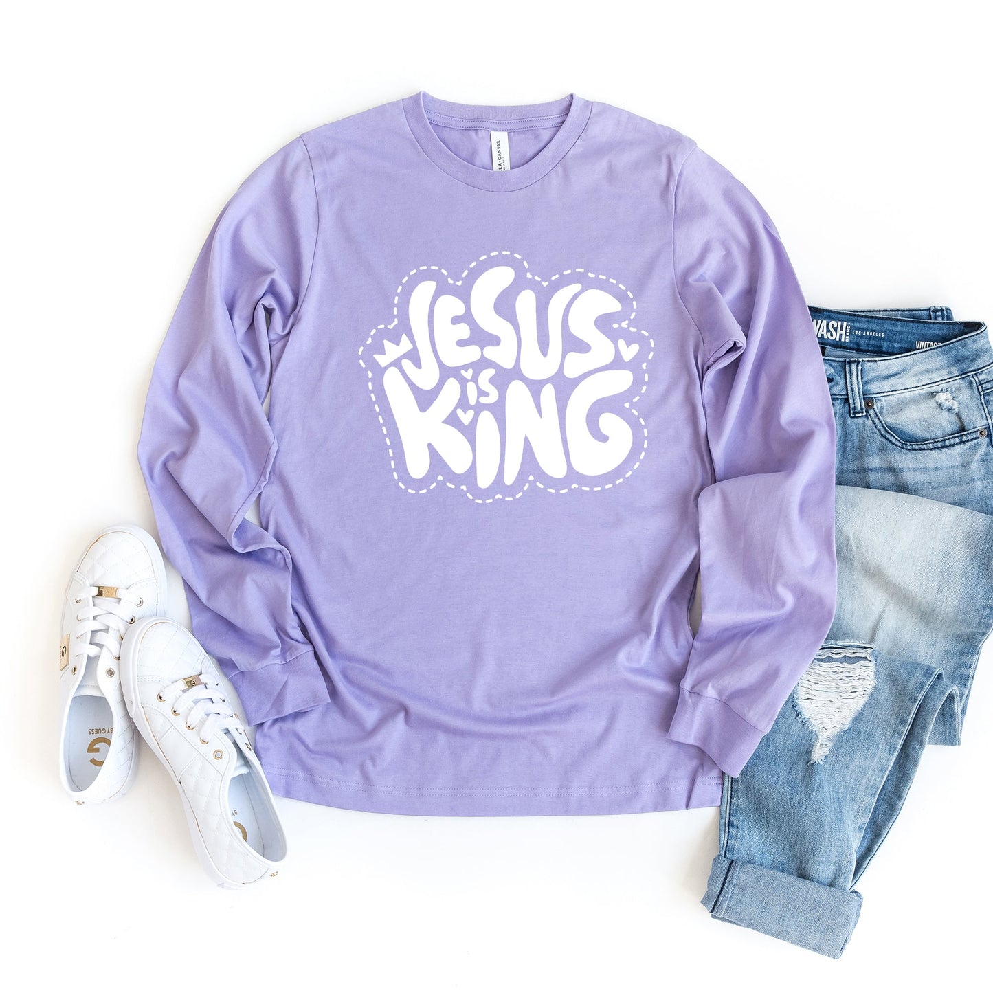 Jesus Is King Hearts | Long Sleeve Crew Neck