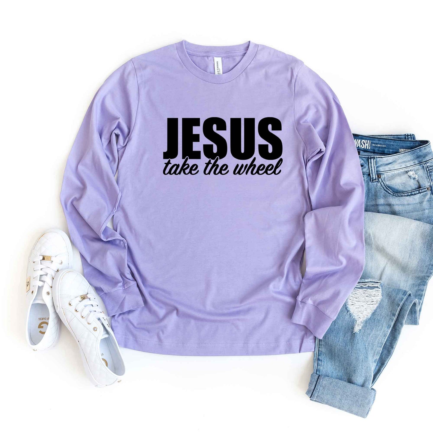 Jesus Take The Wheel | Long Sleeve Crew Neck