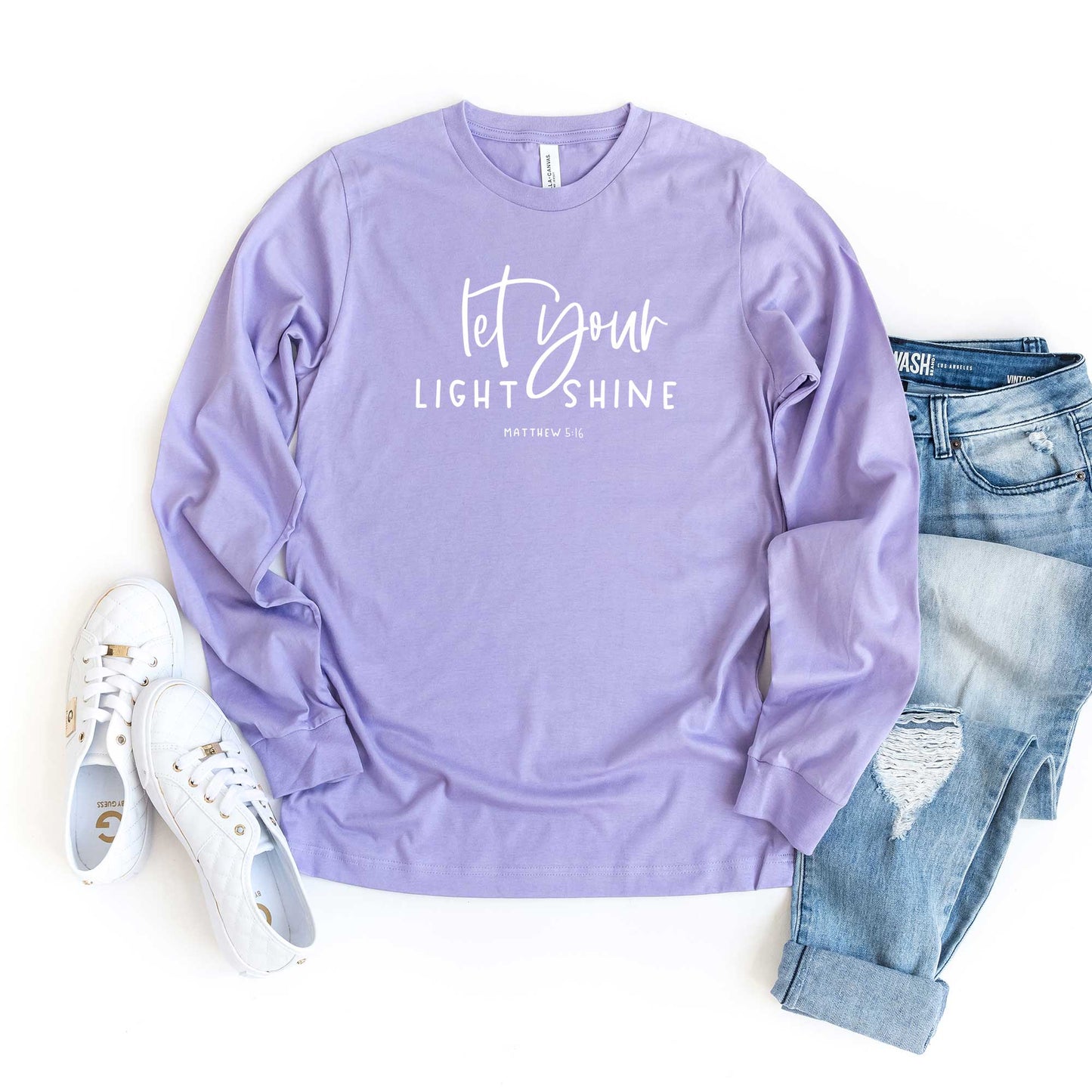 Let Your Light Shine Scripture | Long Sleeve Crew Neck