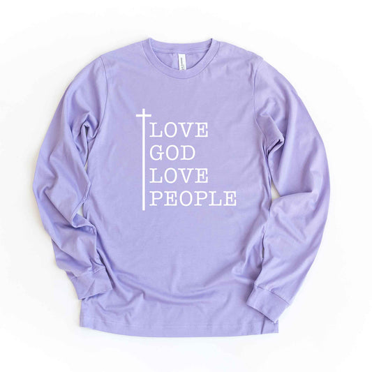 Love God Love People Cross | Long Sleeve Crew Neck