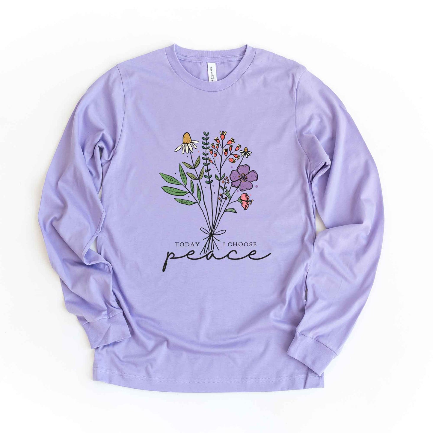 Today I Choose Peace Flowers | Long Sleeve Crew Neck