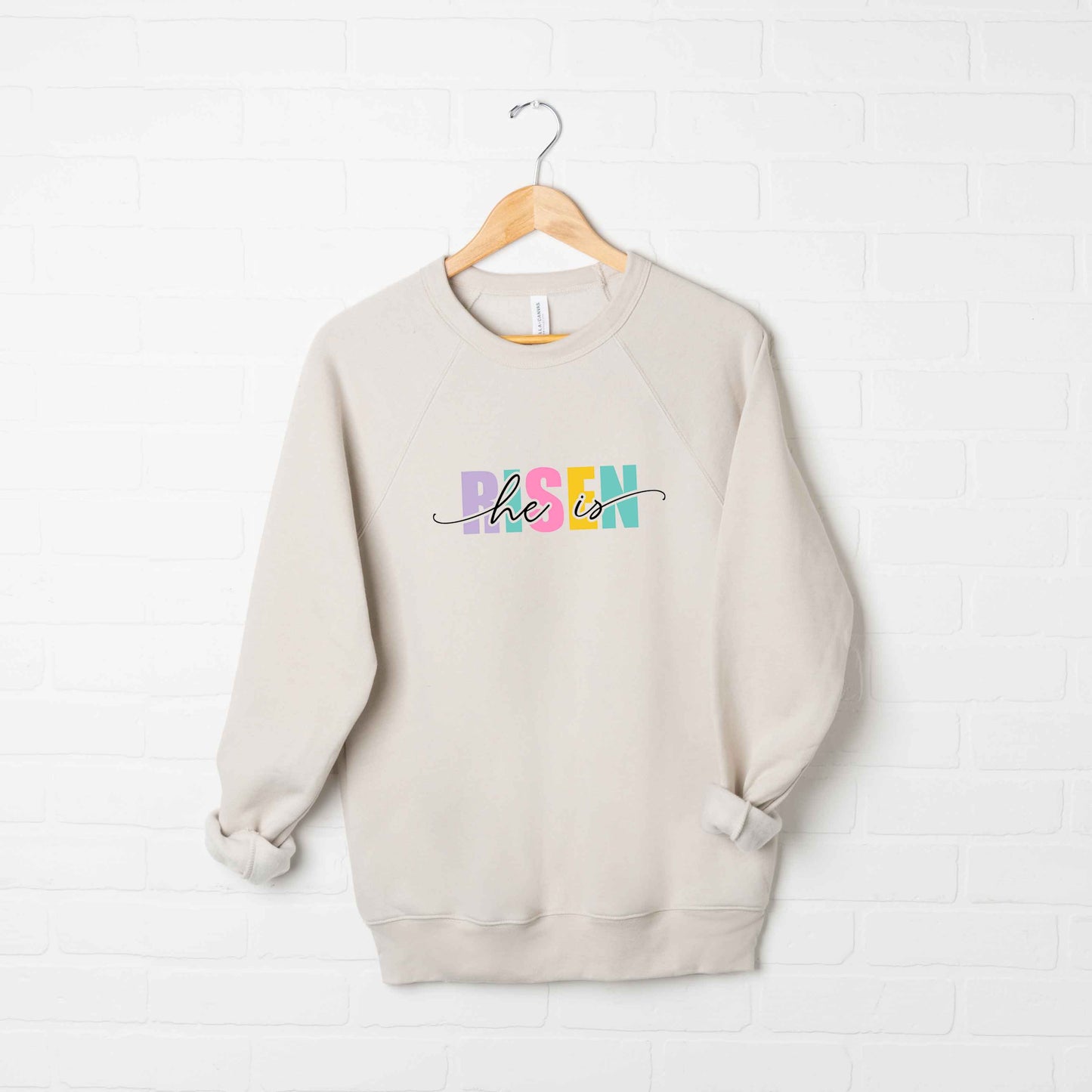 He Is Risen Colorful | Bella Canvas Premium Sweatshirt